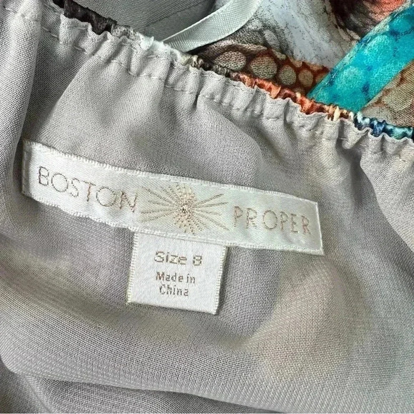 Boston Proper Snake print Criss Cross Open Back High Slit Belted Maxi dress Sz 8 - Picture 11 of 16